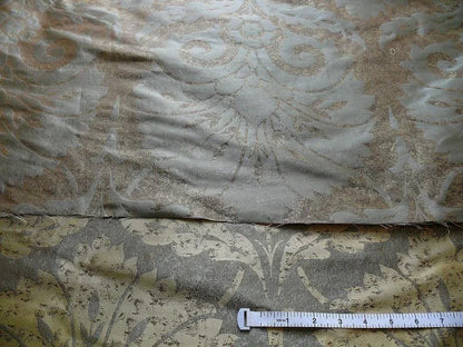 by yard 100% Silk Damask Large Stone Paisley Caspian Grey Blue Mid Century   #1379b