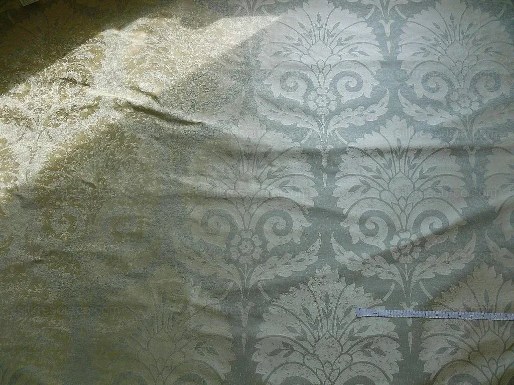 BY Yard 100% Silk Damask Large Stone Paisley "spa" Gray Mid Century