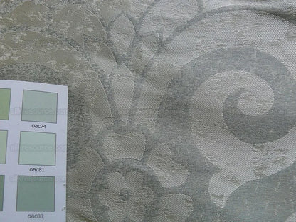 BY Yard 100% Silk Damask Large Stone Paisley "spa" Gray Mid Century