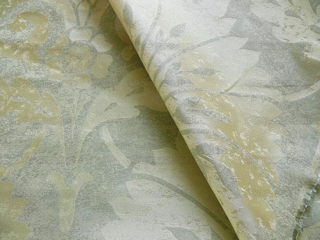 BY Yard 100% Silk Damask Large Stone Paisley "spa" Gray Mid Century