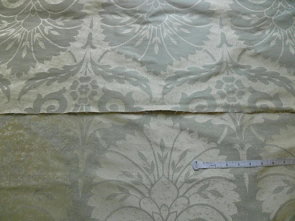 BY Yard 100% Silk Damask Large Stone Paisley "spa" Gray Mid Century