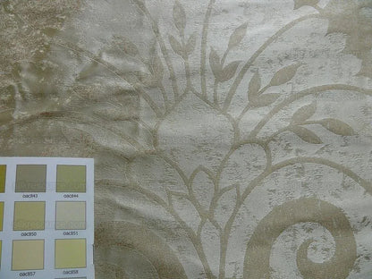 BY Yard 100% Silk Damask Large Stone Paisley "blond" Khaki Mid Century