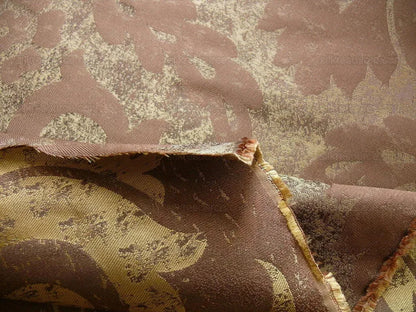 BY Yard 100% Silk Damask Large Stone Paisley "java" Brown Mid Century