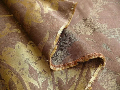 BY Yard 100% Silk Damask Large Stone Paisley "java" Brown Mid Century