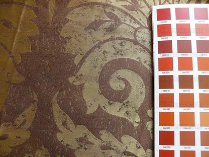 BY Yard 100% Silk Damask Large Stone Paisley "java" Brown Mid Century