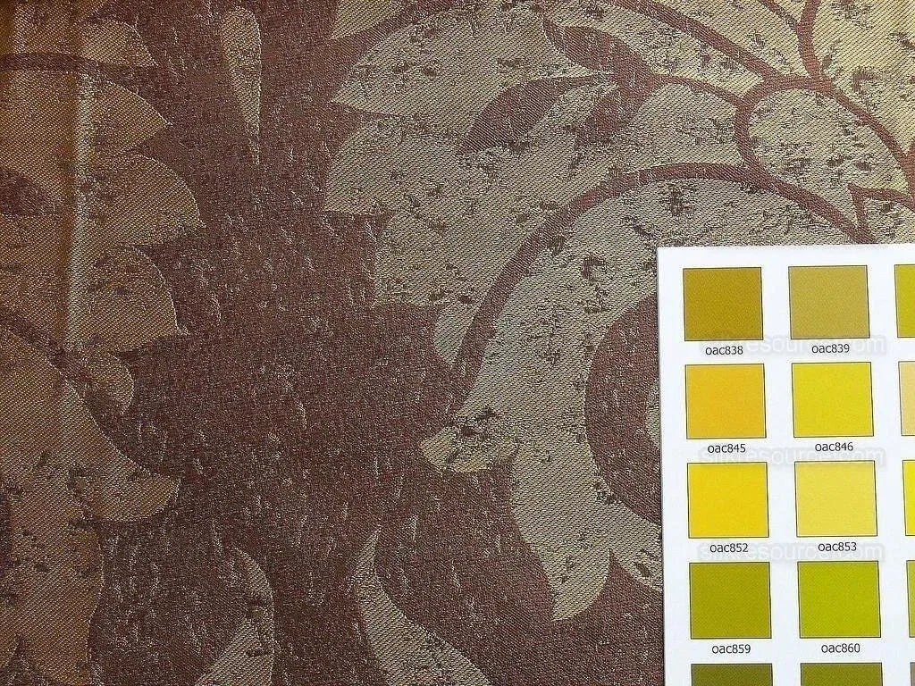 BY Yard 100% Silk Damask Large Stone Paisley "java" Brown Mid Century