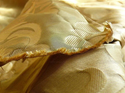 100% Silk Lampas Carnation Crewel "lemongrass" Green Gold Reversible Layered