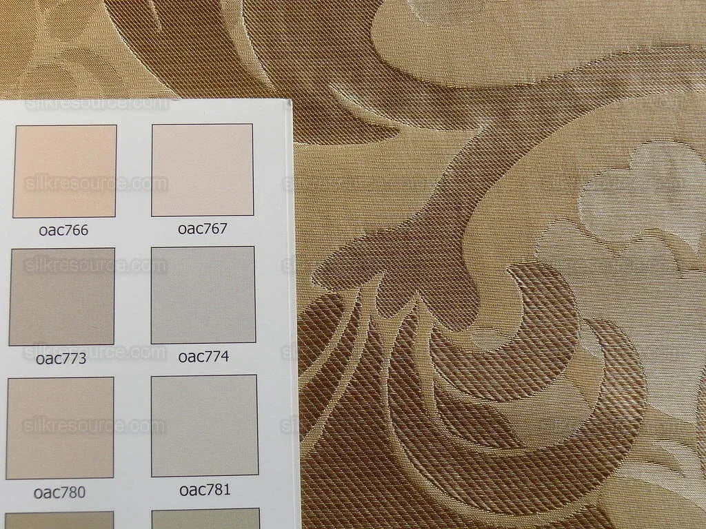 100% Silk Lampas Carnation Crewel "shimmer" Gold Beige Reversible Layered