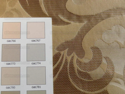 100% Silk Lampas Carnation Crewel "shimmer" Gold Beige Reversible Layered