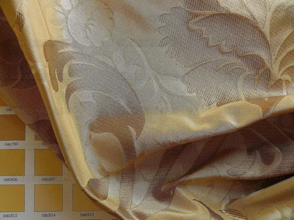 100% Silk Lampas Carnation Crewel "shimmer" Gold Beige Reversible Layered