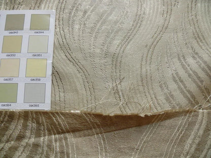 by yard 100% Silk Lampas Curvy Modern River "silver" Gold White Art Nouveau