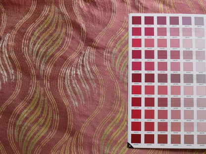 by yard 100% Silk Lampas Curvy Modern River "candy" Pink Beige Green Art Nouveau