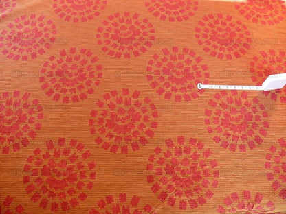 100% Silk Damask Large Modern Pinwheel "hot Pink"  Red Gold Mid-Century Bty