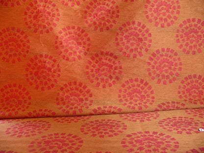 100% Silk Damask Large Modern Pinwheel "hot Pink"  Red Gold Mid-Century Bty