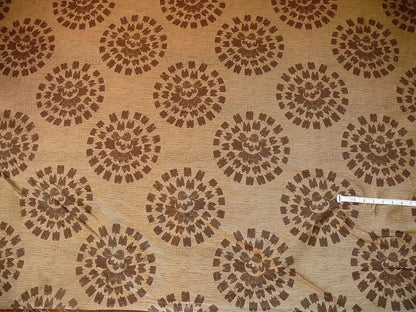 100% Silk Damask Large Modern Pinwheel "cocoa" Brown Beige Mid-Century  Bty