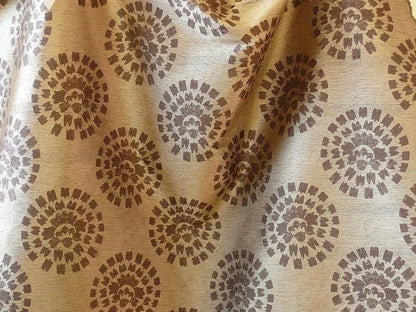 100% Silk Damask Large Modern Pinwheel "cocoa" Brown Beige Mid-Century  Bty