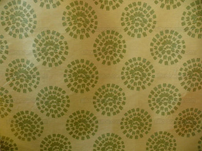 100% Silk Damask Large Modern Pinwheel "thyme" Green Beige Mid-Century Century Bty