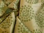 100% Silk Damask Large Modern Pinwheel Sunflower Daisy Sunburst "thyme" Green Beige Mid-Century Century Bty