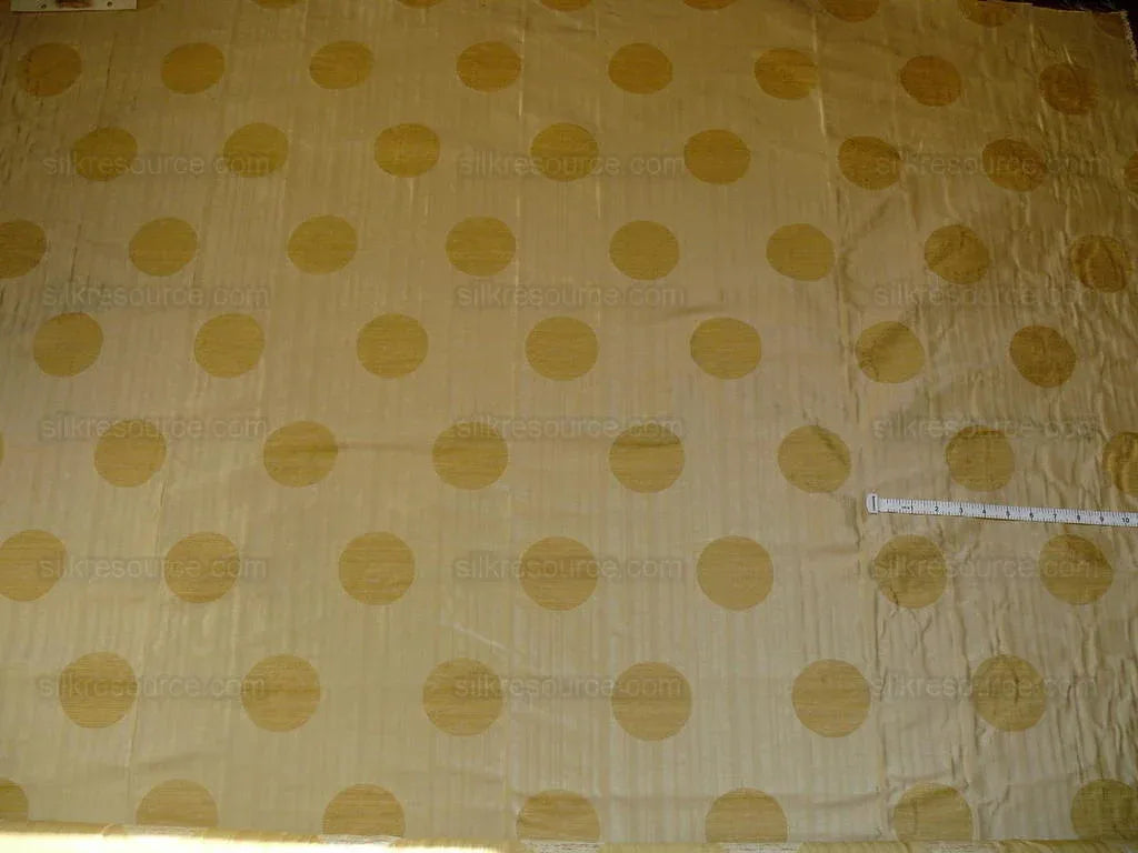 100% Silk Damask Moon In Bamboo "cream" Ecru Beige Gold