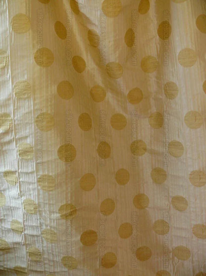 100% Silk Damask Moon In Bamboo "cream" Ecru Beige Gold