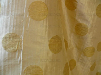 100% Silk Damask Moon In Bamboo "cream" Ecru Beige Gold
