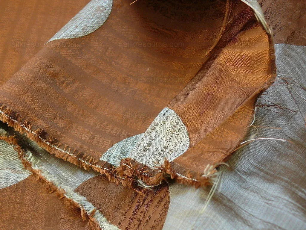 By Yd % Silk Damask Moon In Bamboo "mineral" Silver Brown