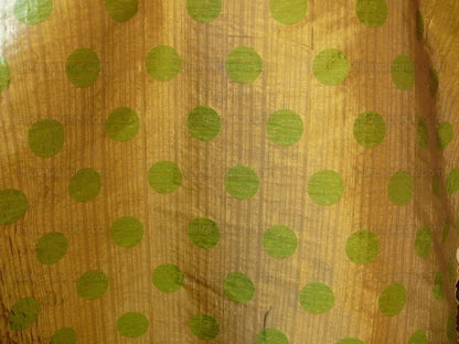 by yard 100% Silk Damask Moon In Bamboo "evergreen" Gold Green