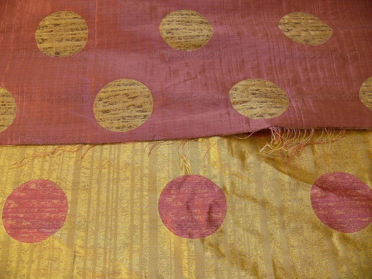 By Yard 100% Silk Damask Moon In Bamboo "wine" Magenta Pink Gold