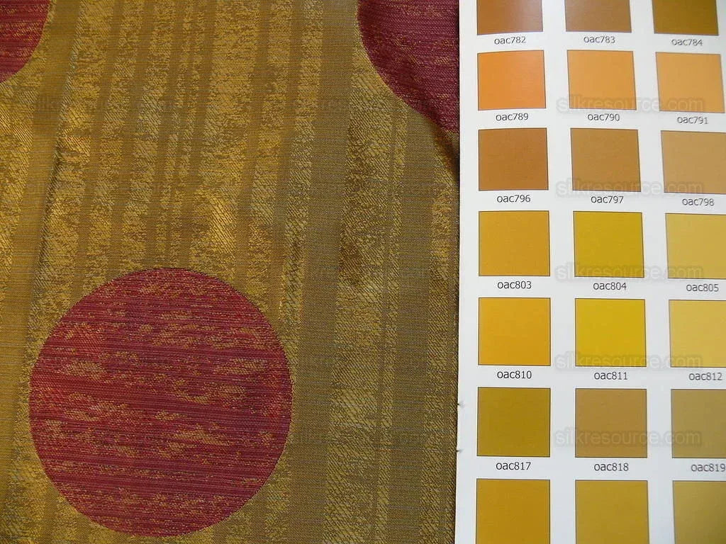 By Yard 100% Silk Damask Moon In Bamboo "wine" Magenta Pink Gold