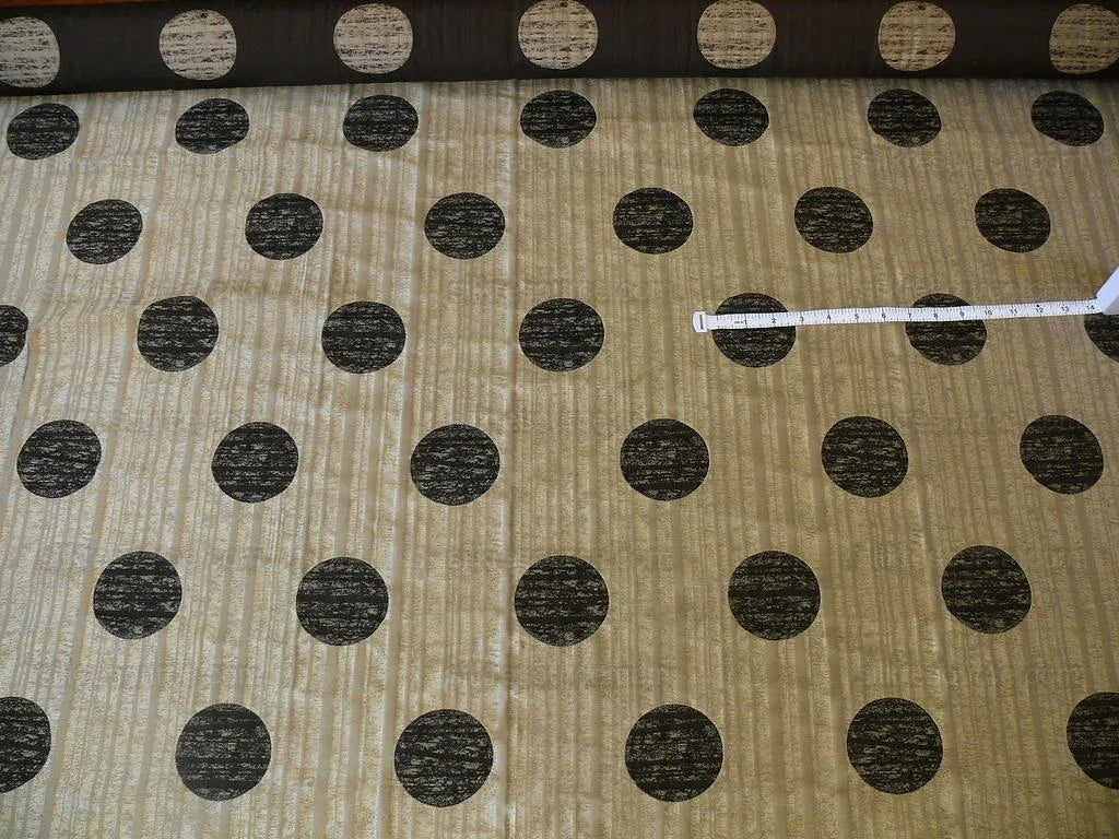 By Yd 100% Silk Damask Moon In Bamboo "moonscape" Black Silver Brown