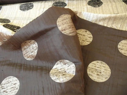By Yd 100% Silk Damask Moon In Bamboo "moonscape" Black Silver Brown