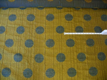 By Yd 100% Silk Damask Moon In Bamboo "twilight" Blue Gold