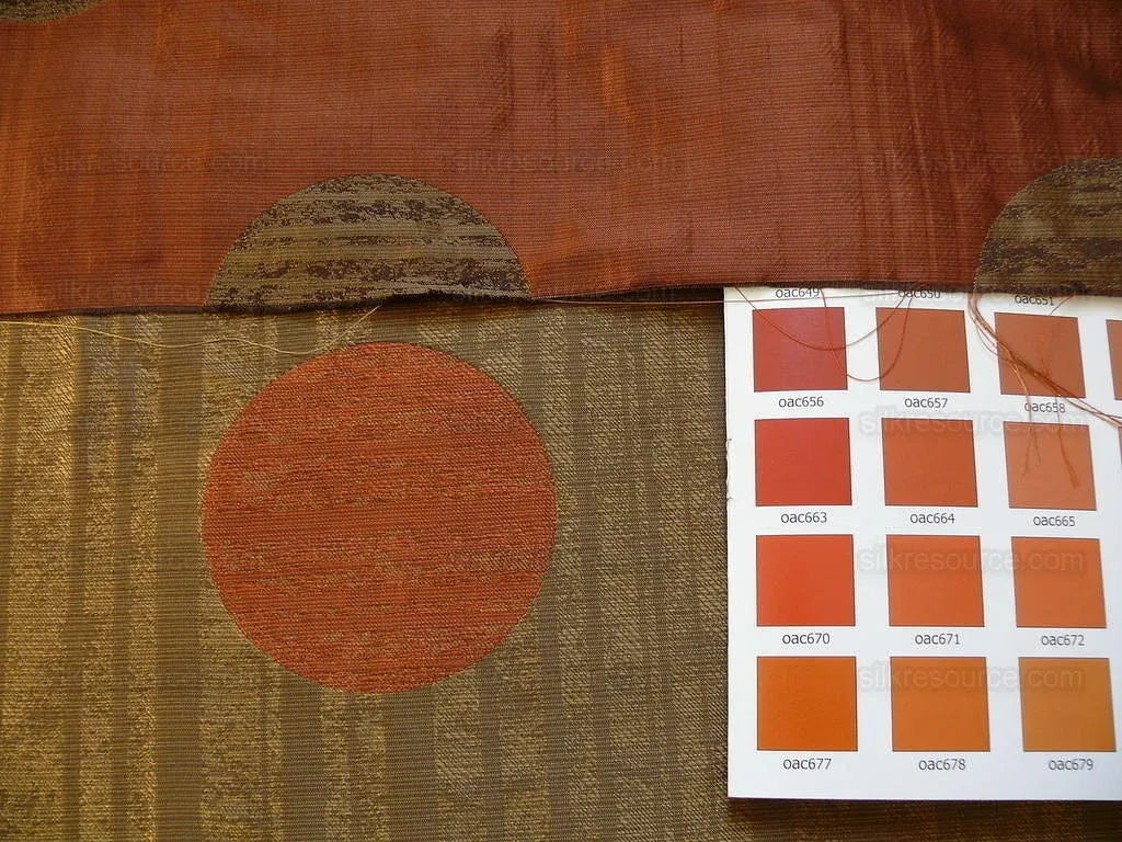 By yard 100% Silk Damask Moon In Bamboo Grove "coral" Orange Pink Gold Mid-century MSRP USD 285
