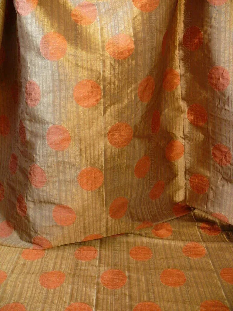 By yard 100% Silk Damask Moon In Bamboo Grove "coral" Orange Pink Gold Mid-century MSRP USD 285