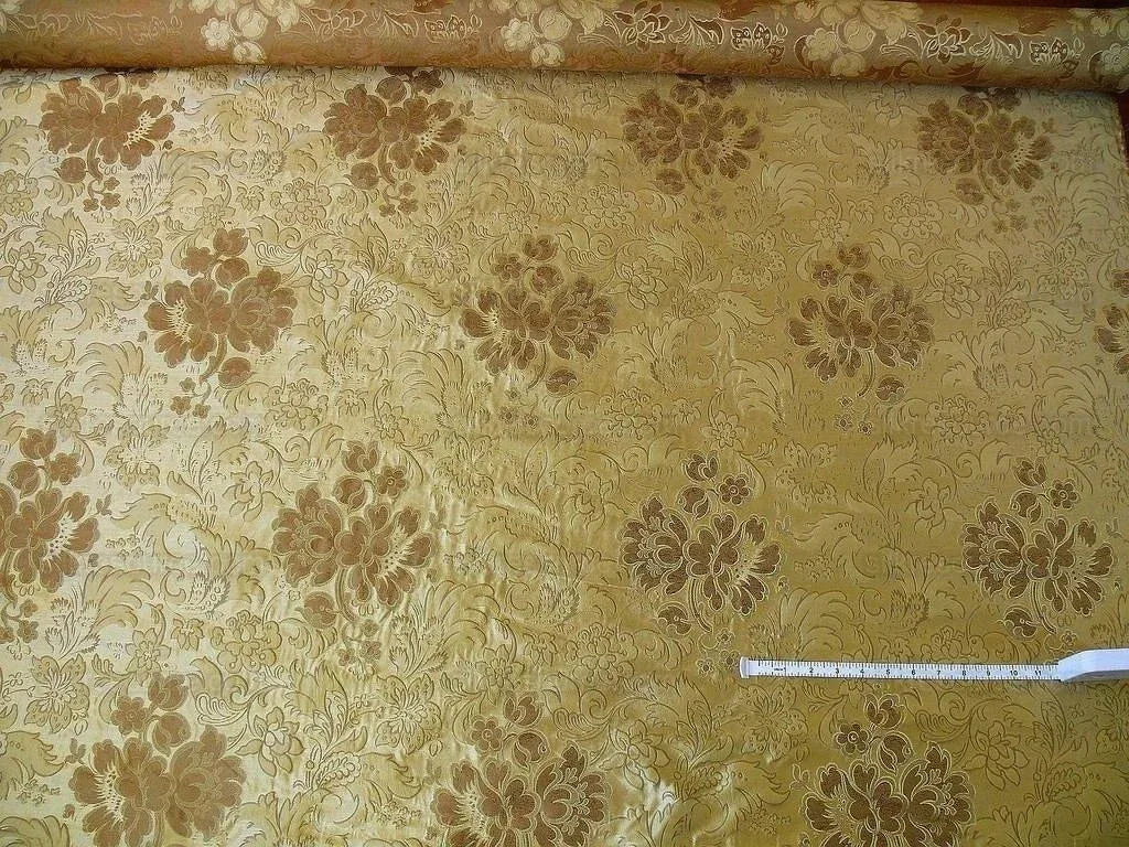 By Yd Hiend 100%silk Lampas Peony Bush "golden" Tan Gold Brown 560 Golden