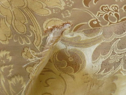 By Yd Hiend 100%silk Lampas Peony Bush "golden" Tan Gold Brown 560 Golden
