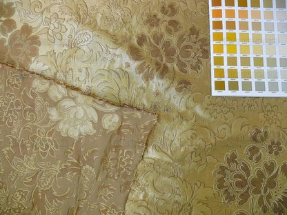 By Yd Hiend 100%silk Lampas Peony Bush "golden" Tan Gold Brown 560 Golden