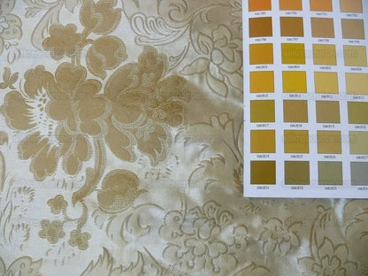 By Yd Hiend 100%silk Lampas Peony Bush "creme" Ecru Beige Tan Gold Brown 560 Creme