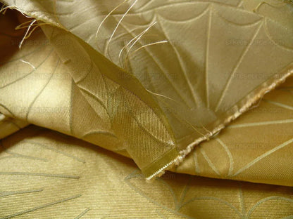 100% Silk Damask Modern Geometric Daisy Round "blond" Gold