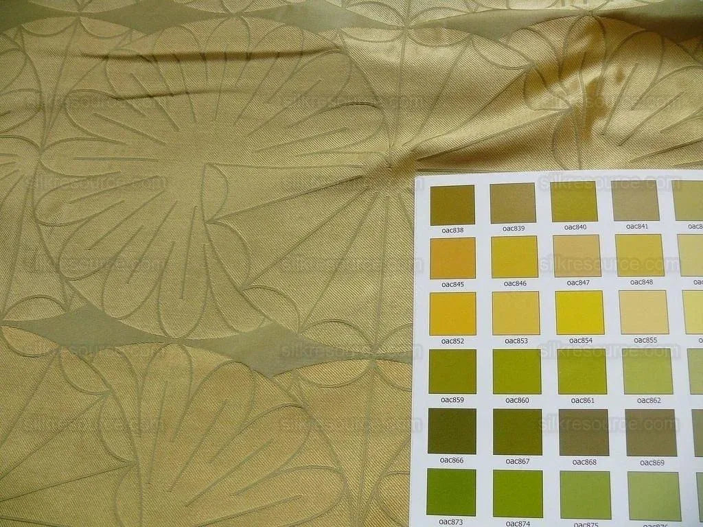 100% Silk Damask Modern Geometric Daisy Round "blond" Gold