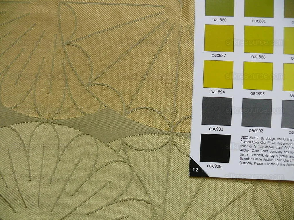 100% Silk Damask Modern Geometric Daisy Round "blond" Gold