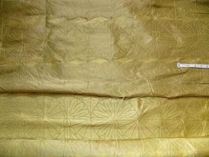 100% Silk Damask Modern Geometric Daisy Round "blond" Gold