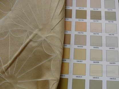 100% Silk Damask Modern Geometric Daisy Round "flax" Gold