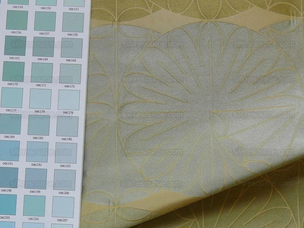 100% Silk Damask Modern Geometric Daisy Round "arcadia" Blue