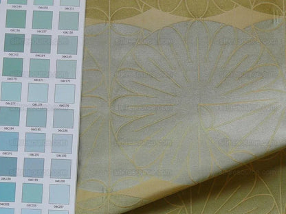 100% Silk Damask Modern Geometric Daisy Round "arcadia" Blue