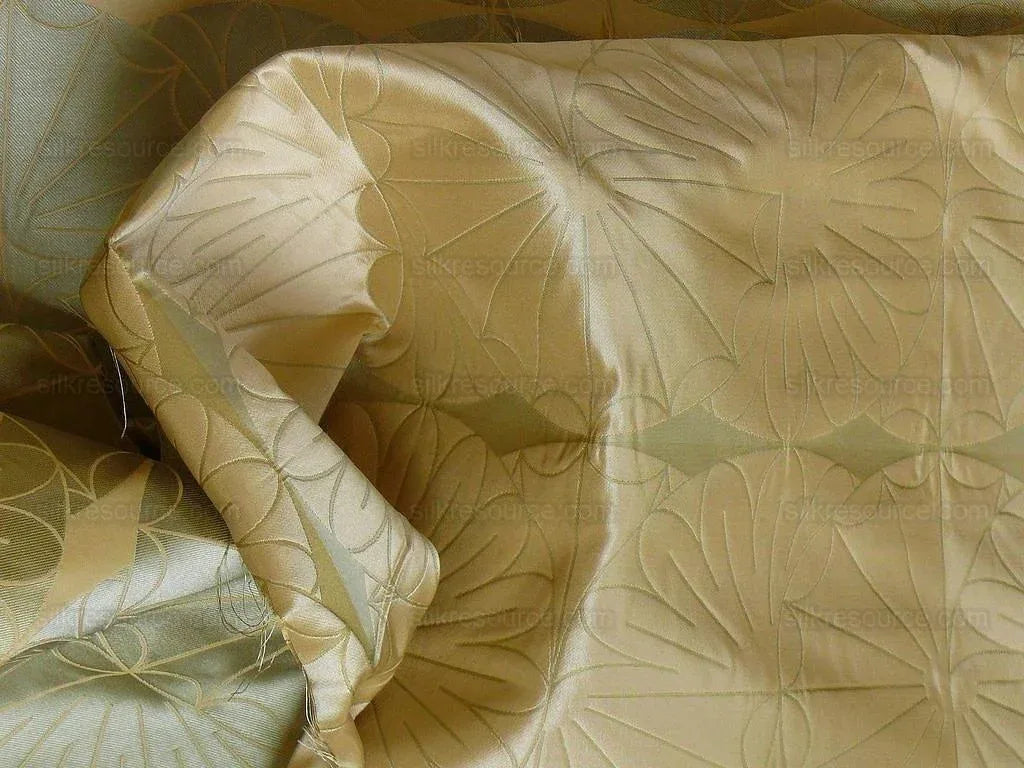 100% Silk Damask Modern Geometric Daisy Round "arcadia" Blue