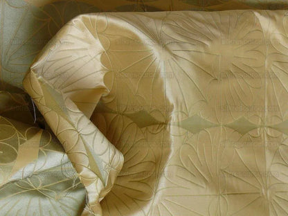 100% Silk Damask Modern Geometric Daisy Round "arcadia" Blue