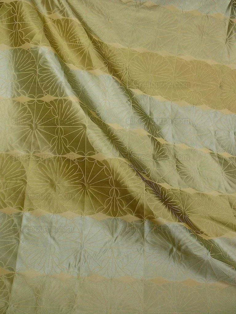 100% Silk Damask Modern Geometric Daisy Round "arcadia" Blue