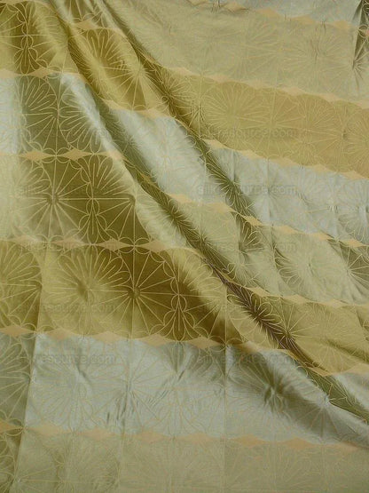 100% Silk Damask Modern Geometric Daisy Round "arcadia" Blue