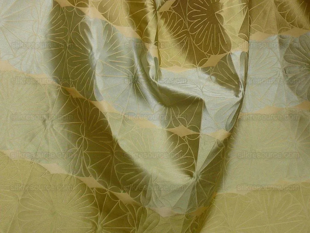 100% Silk Damask Modern Geometric Daisy Round "arcadia" Blue